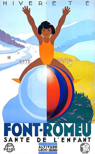 Affiche poster ski pyrénées - affiche,