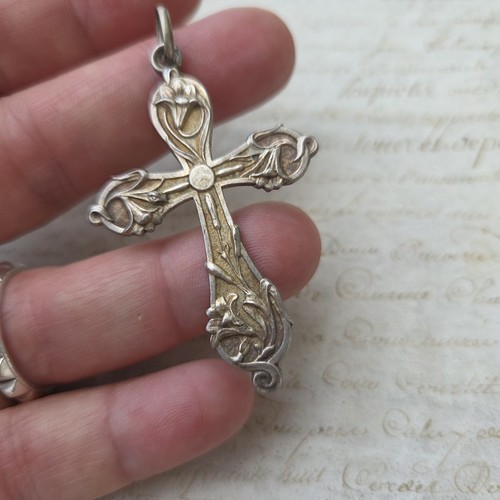 Pendentif croix argent 1900 - en,