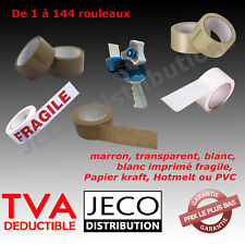 LOT RUBAN ADHESIF EMBALLAGE ROULEAUX MARRON BLANC FRAGILE TRANSPARENT CARTON