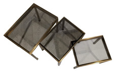 Maison JANSEN & Guy LEFEVRE tables gigognes rectangulaires, laiton doré et verre