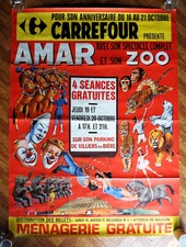 AFFICHE CIRQUE AMAR 1972 VILLIERS EN BIERE IMPRIMERIE CHABRILLAC