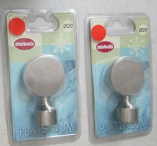 Lot 2 embouts cercle tringle à rideaux Métal chrome mat Ø 20 Longueur env. 8 cms