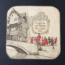 GOUACHE Confiseur Etiquette Ancienne pour Boîte De Dragées Daté 1891