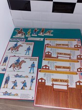 jouet ancien carton soldat à découper tuniques bleues cow boy fort texas coryphe