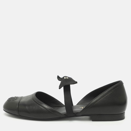 Ballerines cuir noir chanel - ballerines,