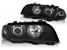Phare LED Angel Eyes Pour BMW 3 Série E46 Limo Touring Année 98-01 Noir