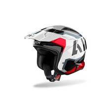 Casque Jet Trial AIROH TRR II Jupiter Blanc Noir Rouge Brillant