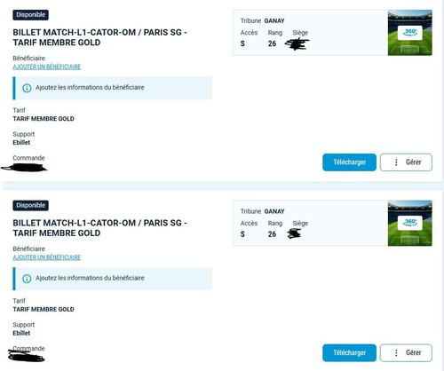 Billet psg catégorie - 2,
