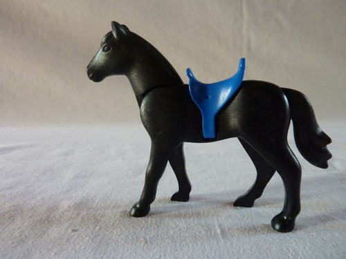 Playmobil cheval noir selle - ,