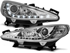 Paire de feux phares pour Peugeot 207 de 2006 à 2012 Daylight LED chrome
