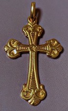 Superbe ancienne croix plaqué or pendentif pour collier plaqué or cadeau Noel