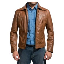 Blouson cuir marron marron