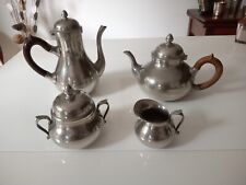 Service "Etains du manoir" 4 pièces : Cafetière, Théière, Sucrier, Pot à lait