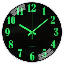 Horloge Murale Lumineuse Silencieuse 30cm Pendule Murale Fluorescente Veilleu...