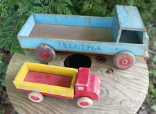 lot jeu jouet ancien bois 2 camions de lait 1 Bon lait  1 le lait pur - no dejou