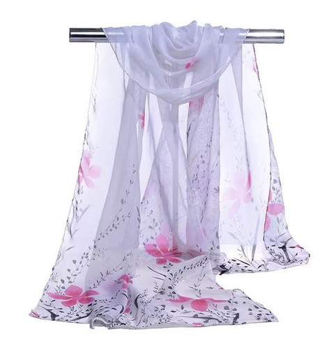 Foulard blanc imprimé fleurs - blanc,