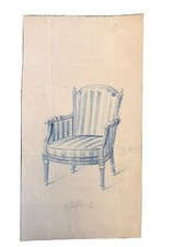 Dessin Encre Bleu Fauteuil à