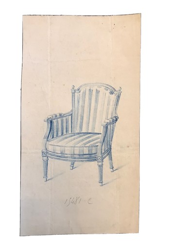 Dessin encre bleu - encre, fauteuil