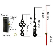 Horloge murale mécanisme mouvement aiguilles pendule montre