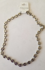 Collier chaîne bijou maillon grain café Acier inoxydable argenté 1 cm