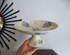 Compotier coupe sur pied faience KG Lunéville Croix Lorraine Eugenie Impératrice