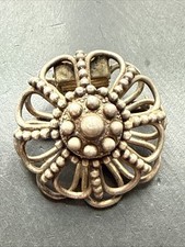 Ancienne Broche En metal argenter Art Déco Nouveau créateur Fleurs ethnique 