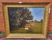 EDMOND D'ASSIER DE LATOUR . Vaches au Pâturage.  Peinture huile sur toile. XlX°.