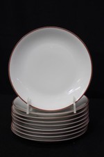 Set of 9 ARZBERG Contrast (Red Trim) Porcelain  6 5/8" Dessert Plates MINT