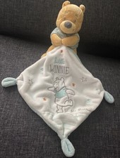 3245? Doudou Mouchoir plat Winnie l'ourson Disney Little Winnie Blanc Bleu