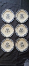 6 ASSIETTES A DESSERT GIEN XIXème BLEUES ET DOREES