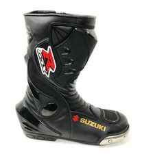 Bottes Moto Suzuki Homme en Cuir Véritable Course Racing Confort Protection CE