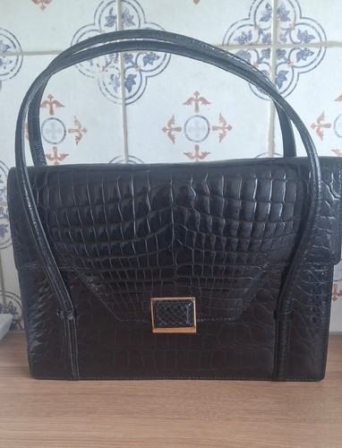 Sac main crocodile noir - sac,