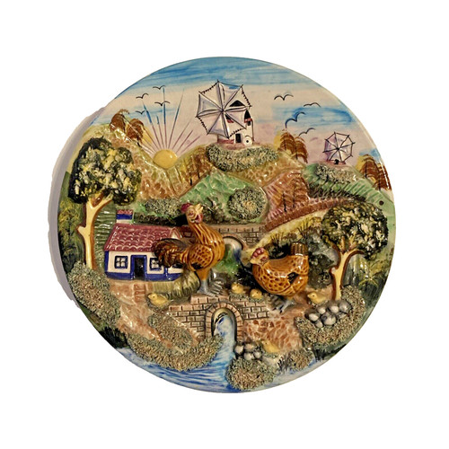 Ancien plat barbotine xixe - barbotine,