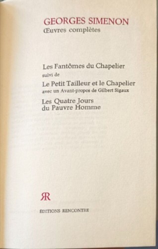 Georges simenon oeuvres - simenon,
