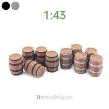 Lot 10 Tonneaux 1/43, Barrique Marchandises Décor Modélisme Train Diorama