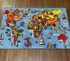 CARTE DU MONDE ÉDUCATIVE POUR ENFANTS TAPIS ÉCOLE MAISON 80 CM X 120 CM MULTICOLORE !!