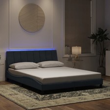 Cadre de Lit avec LED sans Matelas Hanko Double Noir 180x200 cm Velours vidaXL