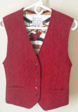 Gilet Wathne Véritable Cuir Suede Bordeaux Doublé Soie Motif Chaînes T.S/M 