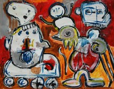 Art brut,singulier,neo expressionnisme sur papier 65x50cm