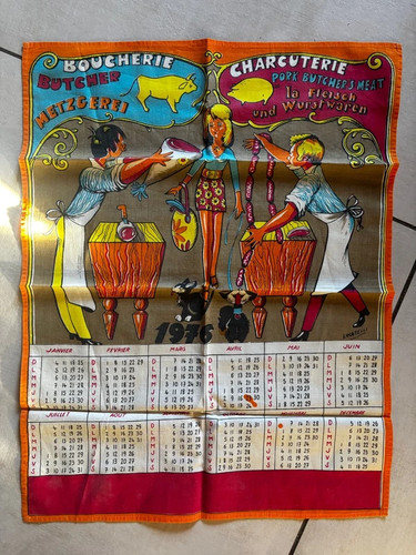Calendrier torchon vintage