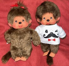 Lot 2 Peluches Doudou Kiki Monchhichi Moustaches Et Nu 19 Cm