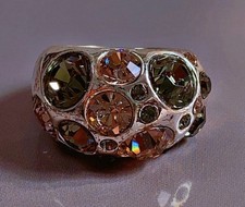 Taille 55 Bijou Bague AGATHA PARIS Gemstone Silvertone Cocktail Ring