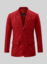 Blazer en cuir suédé rouge