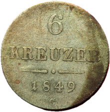 #16668 - Autriche 6 Kreuzer 1849 C François Joseph Ier TTB