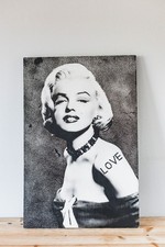 Tableau Bois Marilyn Monroe Noir et Blanc Paillette Décorative