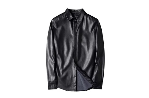 Chemise vintage cuir noir - chemise, en