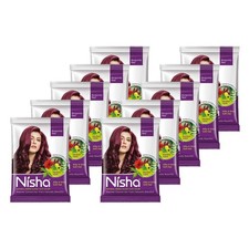 Nisha Henné à Base De Cheveux Couleur, Bordeaux Rouge, 15gm Chaque Ensemble 10