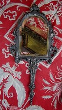ancienne glace miroir face a main napoleon 3 bronze argenté signé pelletier XIXe