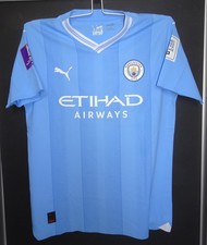 Maillot porté préparé match foot shirt worn issue Manchester City Puma Philipps