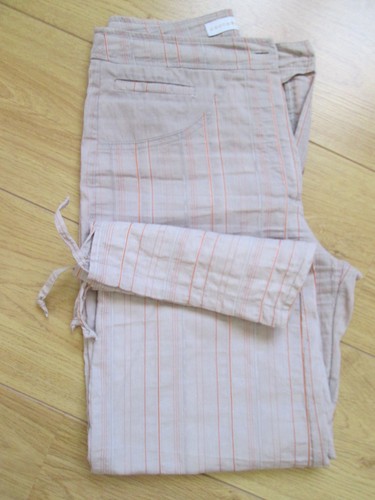 Pantacourt gris rayures - , orange